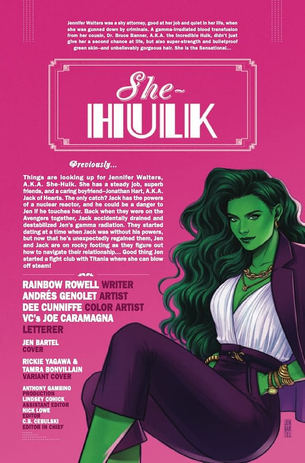 Interior preview page from SHE-HULK #11 JEN BARTEL COVER