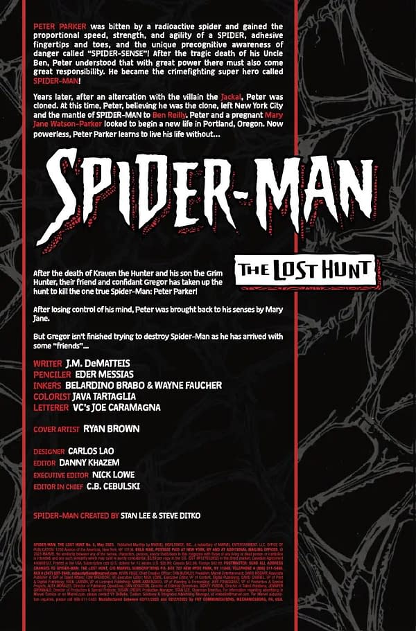 Interior preview page from SPIDER-MAN: THE LOST HUNT #5 RYAN BROWN COVER