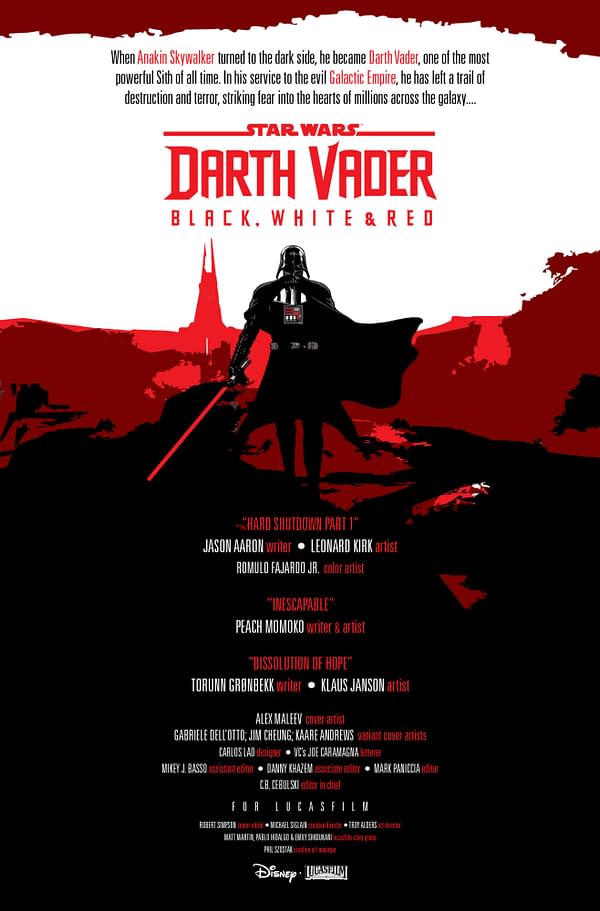 Interior preview page from STAR WARS: DARTH VADER - BLACK, WHITE, AND RED #1 ALEX MALEEV COVER