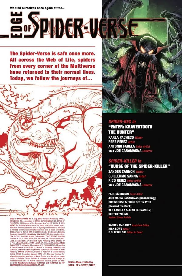 Interior preview page from EDGE OF SPIDER-VERSE #1 PATRICK BROWN COVER