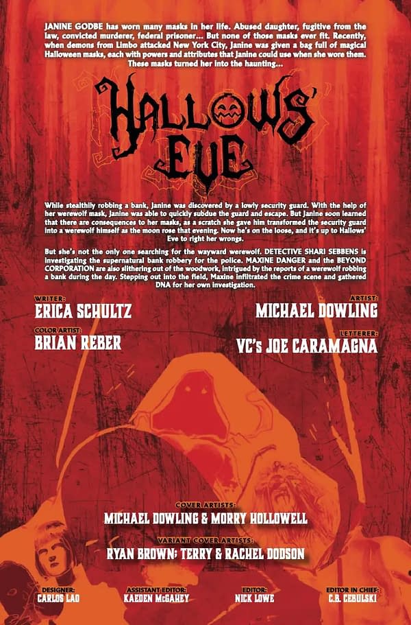 Interior preview page from HALLOWS EVE #2 MICHAEL DOWLING COVER