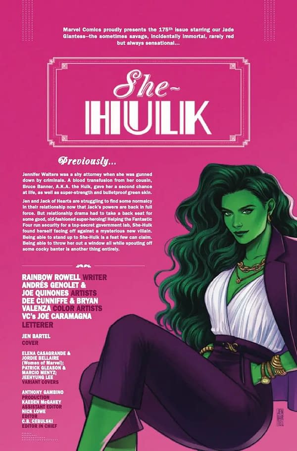 Interior preview page from SHE-HULK #12 JEN BARTEL COVER