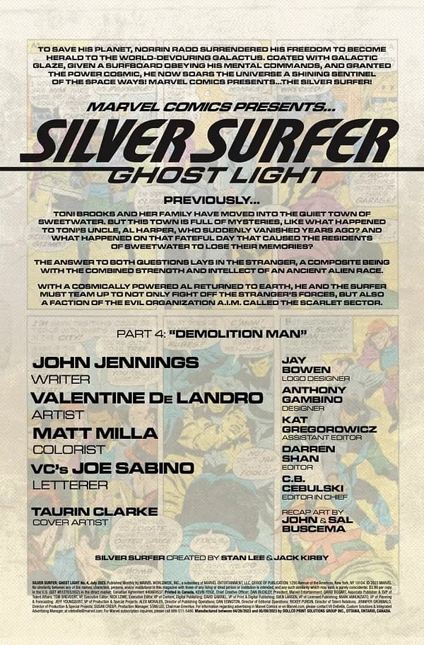 Interior preview page from SILVER SURFER: GHOST LIGHT #4 TAURIN CLARKE COVER