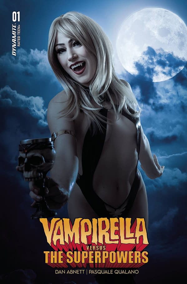 Cover image for VAMPIRELLA VS SUPERPOWERS #1 CVR F COSPLAY