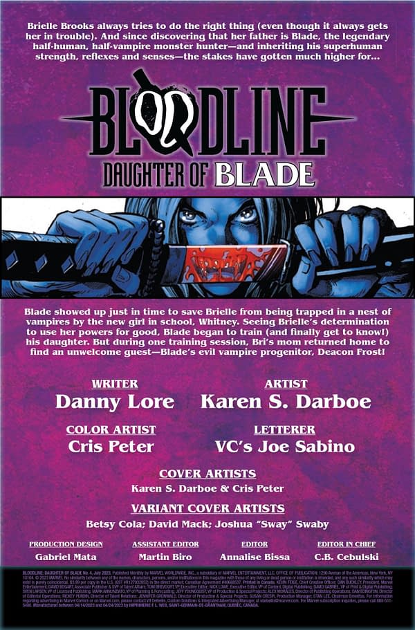 Interior preview page from BLOODLINE: DAUGHTER OF BLADE #4 KAREN S.  DARBOE COVER