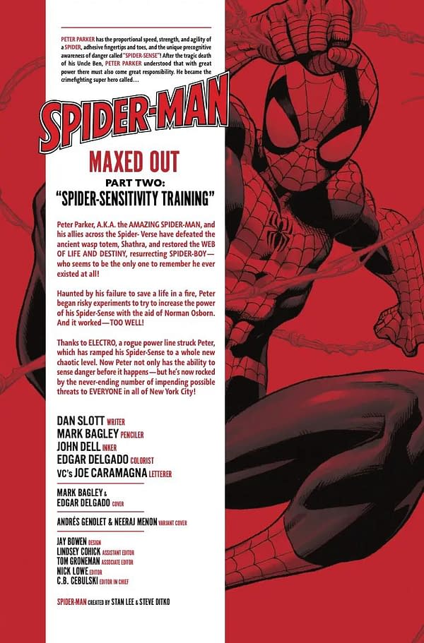 Interior preview page from SPIDER-MAN #9 MARK BAGLEY COVER