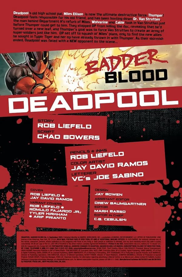 Interior preview page from DEADPOOL: BADDER BLOOD #2 ROB LIEFELD COVER