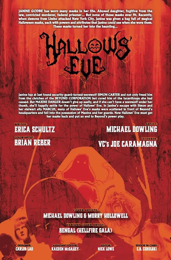 Interior preview page from HALLOWS EVE #5 MICHAEL DOWLING COVER