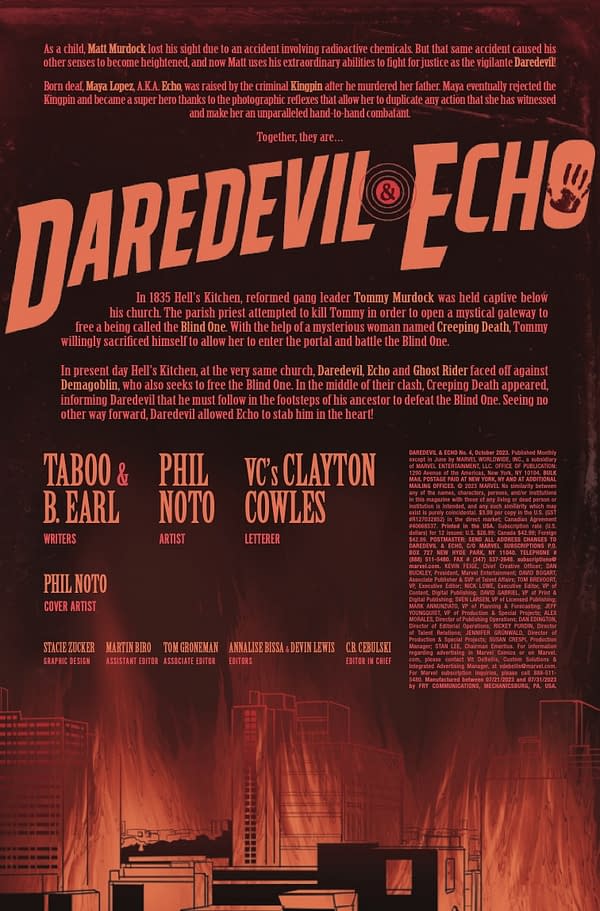 Interior preview page from DAREDEVIL AND ECHO #4 PHIL NOTO COVER