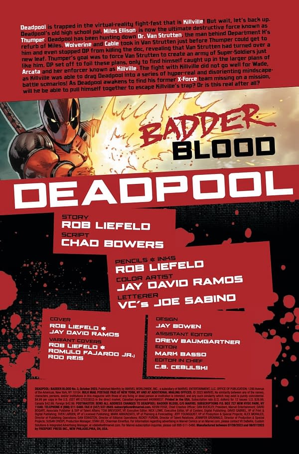Interior preview page from DEADPOOL: BADDER BLOOD #3 ROB LIEFELD COVER