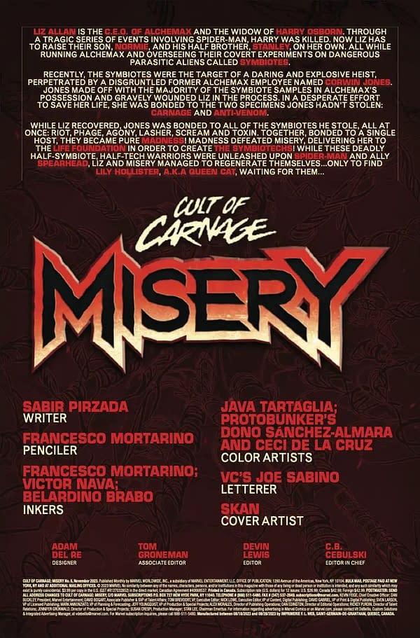 Interior preview page from CULT OF CARNAGE: MISERY #5 SKAN COVER