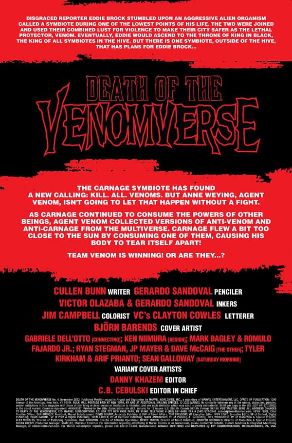 Interior preview page from DEATH OF THE VENOMVERSE #4 BJORN BARENDS COVER