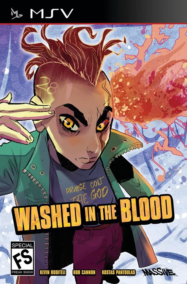 Cover image for WASHED IN THE BLOOD #1 (OF 3) CVR F IZZO VIDEO GAME HOMAGE (