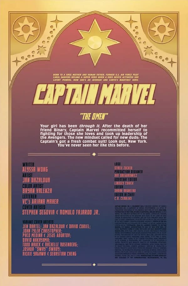 Interior preview page from CAPTAIN MARVEL #1 STEPHEN SEGOVIA COVER