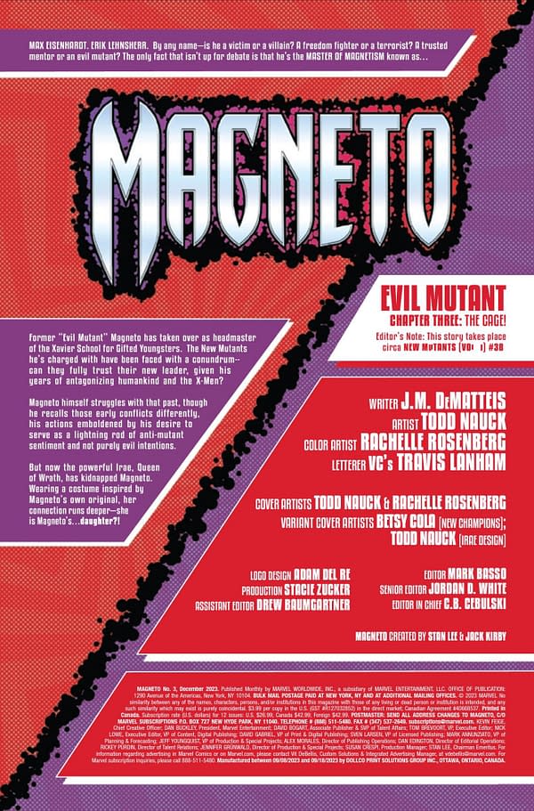 Interior preview page from MAGNETO #3 TODD NAUCK COVER
