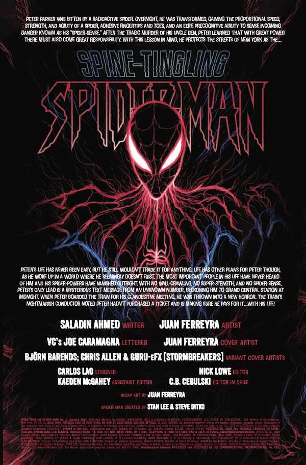 Interior preview page from SPINE-TINGLING SPIDER-MAN #2 JUAN FERREYRA COVER
