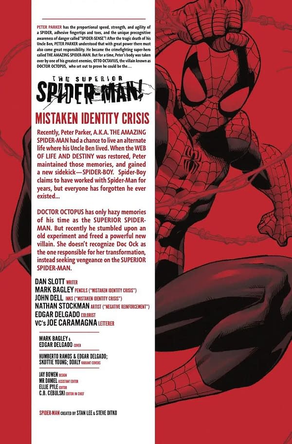 Interior preview page from SUPERIOR SPIDER-MAN #1 MARK BAGLEY COVER