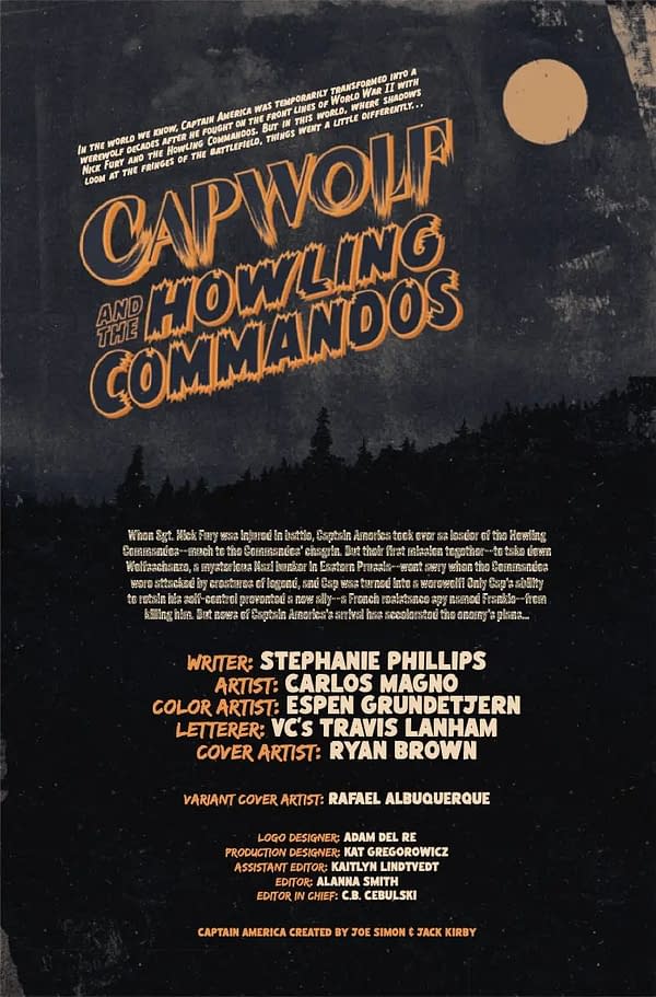 Interior preview page from CAPWOLF AND THE HOWLING COMMANDOS #3 RYAN BROWN COVER