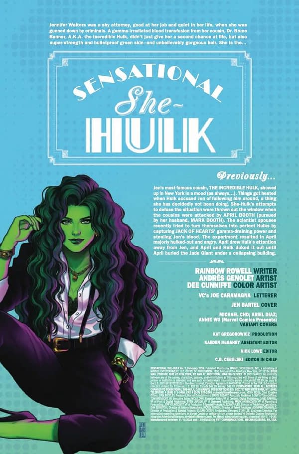 Interior preview page from SENSATIONAL SHE-HULK #3 JEN BARTEL COVER