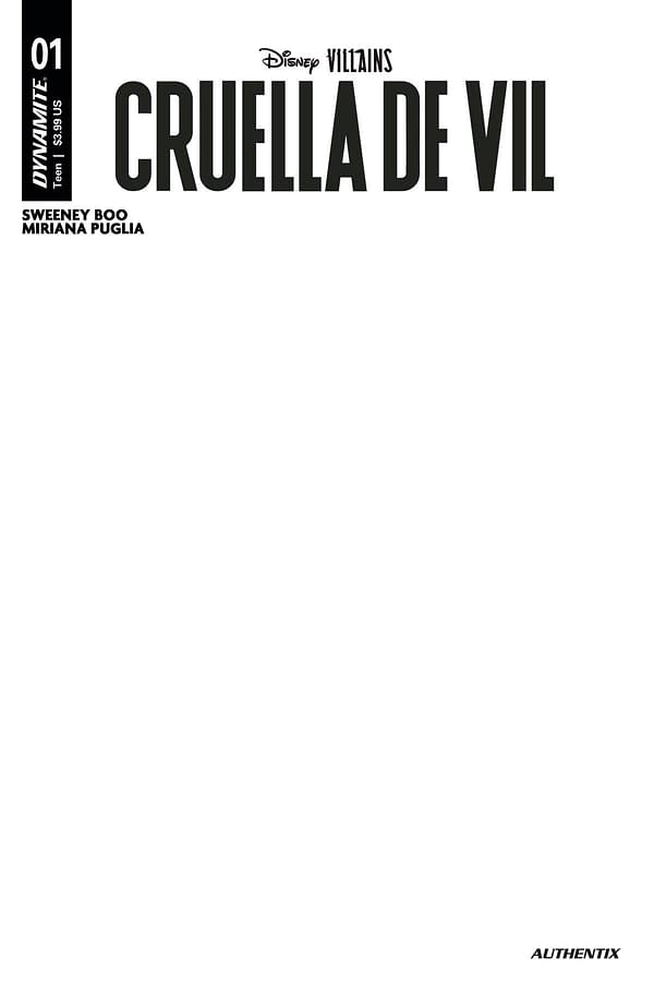 Cover image for DISNEY VILLAINS CRUELLA DE VIL #1 CVR E BLANK AUTHENTIX