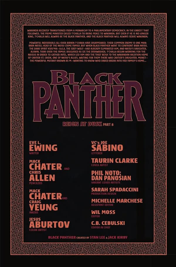 Interior preview page from BLACK PANTHER #8 TAURIN CLARKE COVER