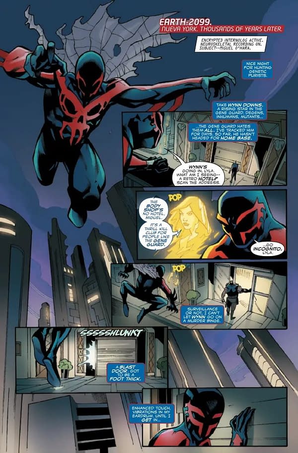Interior preview page from MIGUEL O'HARA: SPIDER-MAN 2099 #4 NICK BRADSHAW COVER