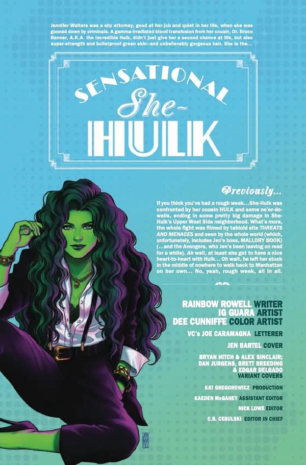 Interior preview page from SENSATIONAL SHE-HULK #4 JEN BARTEL COVER