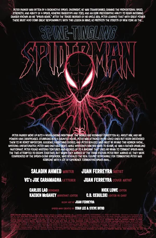 Interior preview page from SPINE-TINGLING SPIDER-MAN #4 JUAN FERREYRA COVER