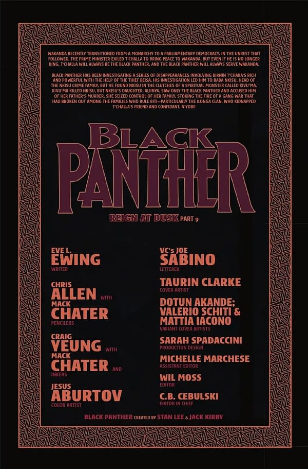 Interior preview page from BLACK PANTHER #9 TAURIN CLARKE COVER