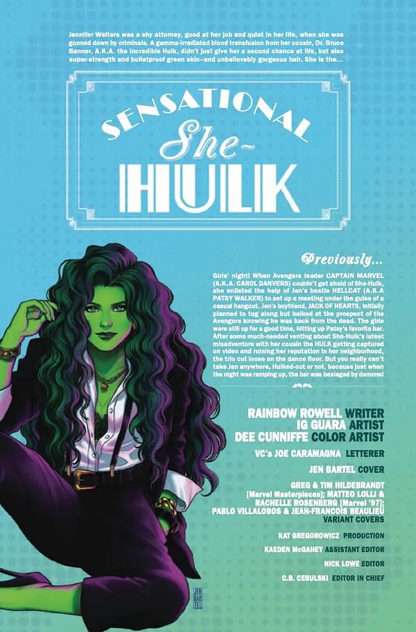 Interior preview page from SENSATIONAL SHE-HULK #5 JEN BARTEL COVER