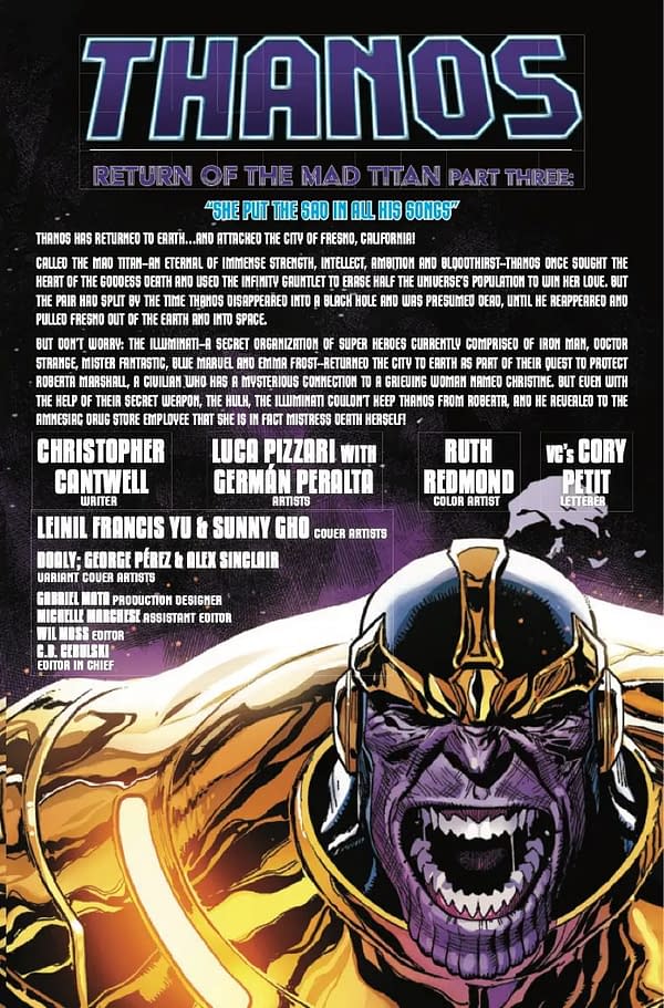 Interior preview page from THANOS #3 LEINIL YU COVER