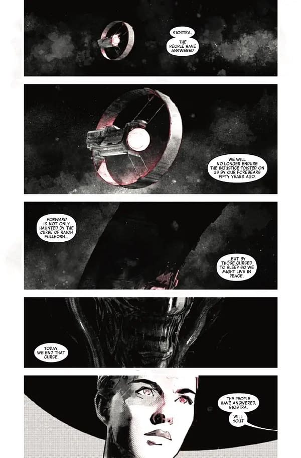Interior preview page from ALIEN: BLACK WHITE AND BLOOD #2 NICK BRADSHAW COVER