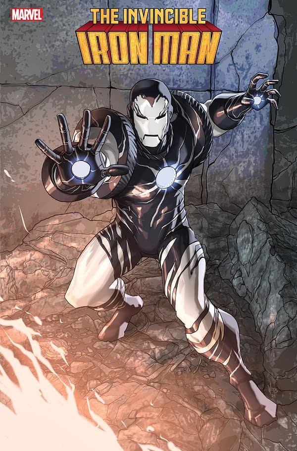 Cover image for INVINCIBLE IRON MAN #18 PETE WOODS BLACK COSTUME VARIANT [FHX]