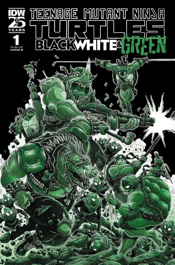 Cover image for Teenage Mutant Ninja Turtles: Black, White, and Green #1 Variant B (Stokoe)