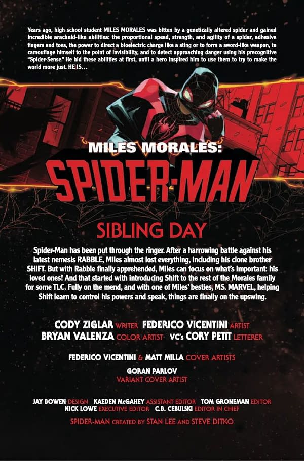 Interior preview page from MILES MORALES: SPIDER-MAN #20 FEDERICO VICENTINI COVER