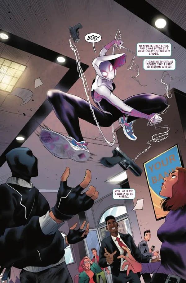 Interior preview page from SPIDER-GWEN: THE GHOST SPIDER #1 MARK BROOKS COVER