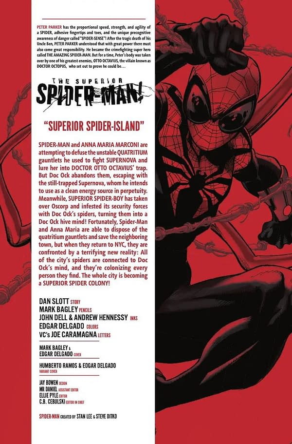 Interior preview page from SUPERIOR SPIDER-MAN #7 MARK BAGLEY COVER