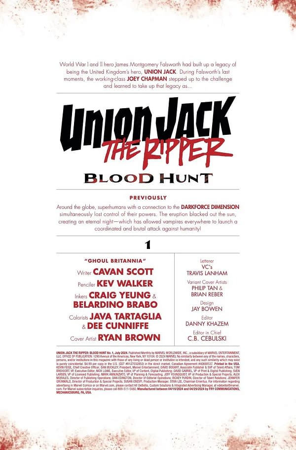 Interior preview page from UNION JACK: THE RIPPER - BLOOD HUNT #1 RYAN BROWN COVER