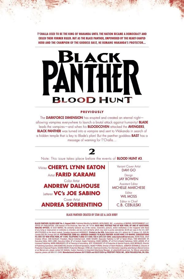 Interior preview page from BLACK PANTHER: BLOOD HUNT #2 ANDREA SORRENTINO COVER