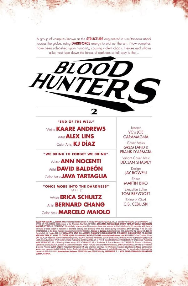 Interior preview page from BLOOD HUNTERS #2 GREG LAND COVER