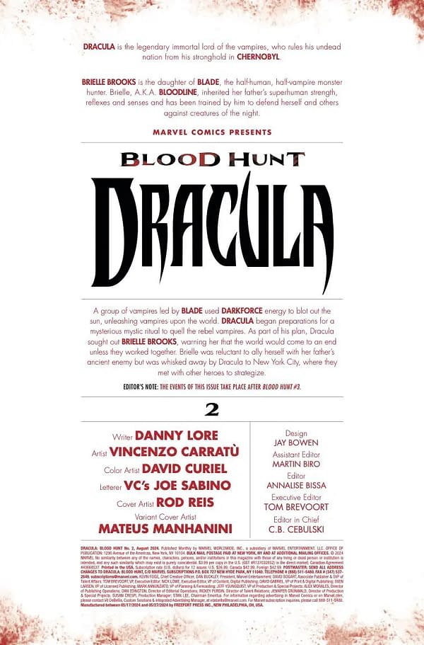 Interior preview page from DRACULA: BLOOD HUNT #2 ROD REIS COVER