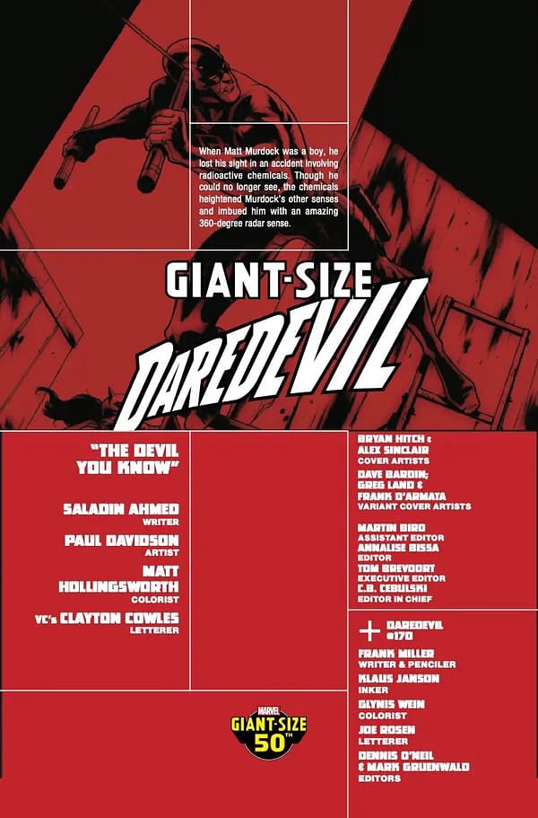 Interior preview page from GIANT-SIZE DAREDEVIL #1 BRYAN HITCH COVER