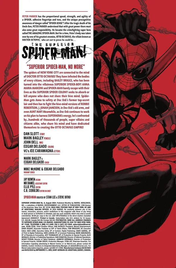 Interior preview page from SUPERIOR SPIDER-MAN #8 MARK BAGLEY COVER
