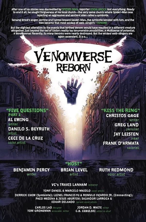 Interior preview page from VENOMVERSE REBORN #1 TONY DANIEL COVER