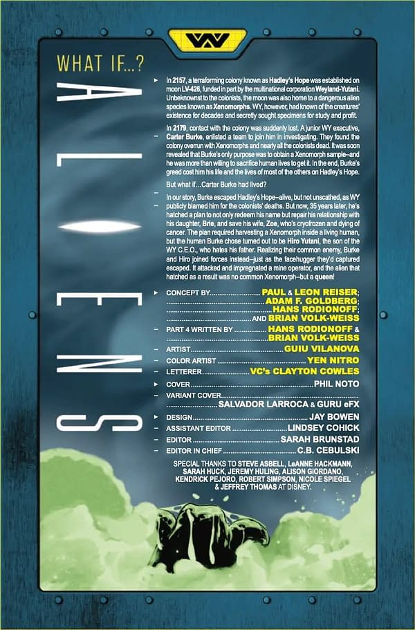 Interior preview page from ALIENS: WHAT IF? #4 PHIL NOTO COVER