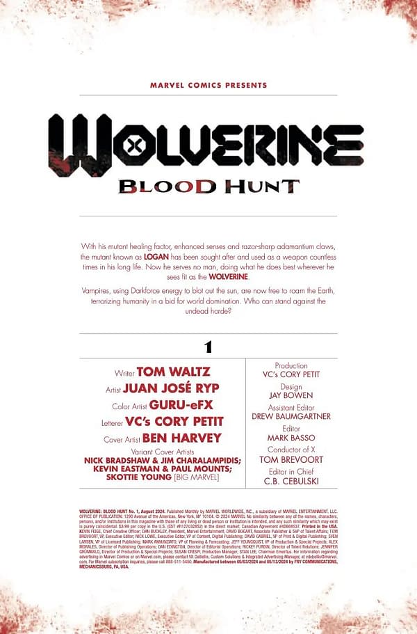 Interior preview page from WOLVERINE: BLOOD HUNT #1 BEN HARVEY COVER