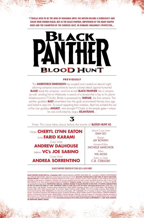 Interior preview page from BLACK PANTHER: BLOOD HUNT #3 ANDREA SORRENTINO COVER
