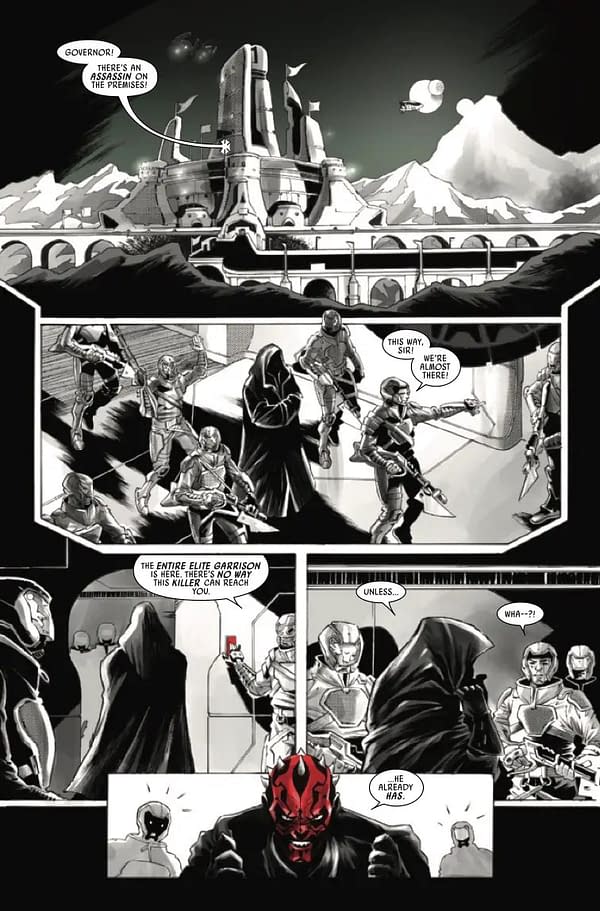 Interior preview page from STAR WARS: DARTH MAUL - BLACK, WHITE, AND RED #4 E.M. GIST COVER