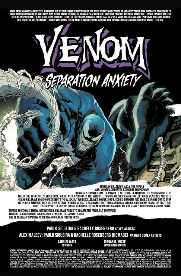 Interior preview page from VENOM: SEPARATION ANXIETY #3 PAULO SIQUEIRA COVER