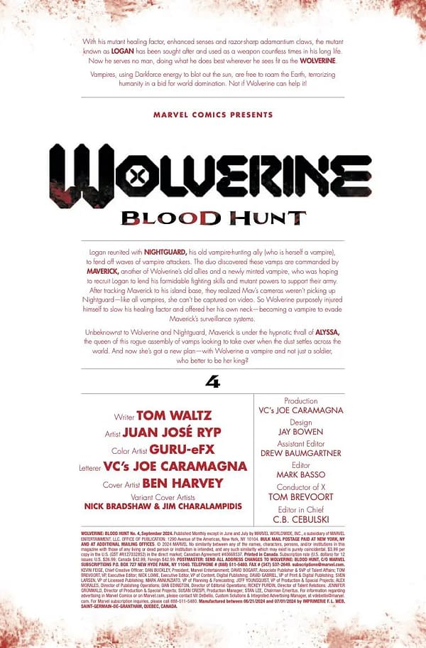 Interior preview page from WOLVERINE: BLOOD HUNT #4 BEN HARVEY COVER